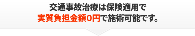 交通事故治療は保険適用で実質負担金額０円で施術可能です。